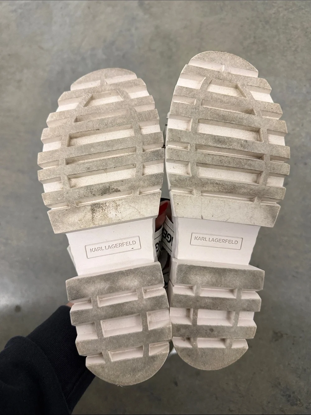 Karl Lagerfeld White Logo Strap Platform Sandals